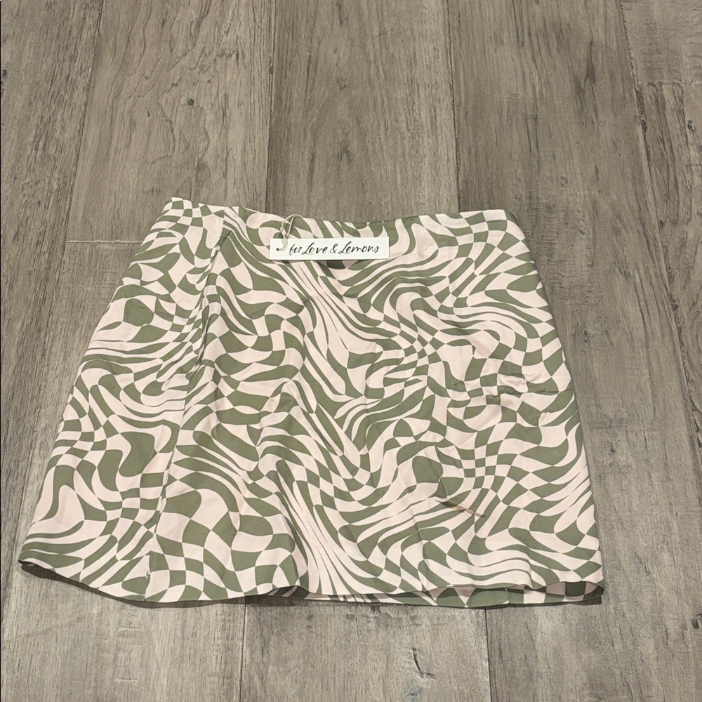 For Love And Lemons Pink and Green Checkered Skirt